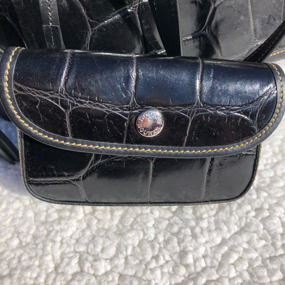 Dooney & Bourke Croc Embossed Leather Tote Bag & Coin Purse Black - Picture 9 of 16